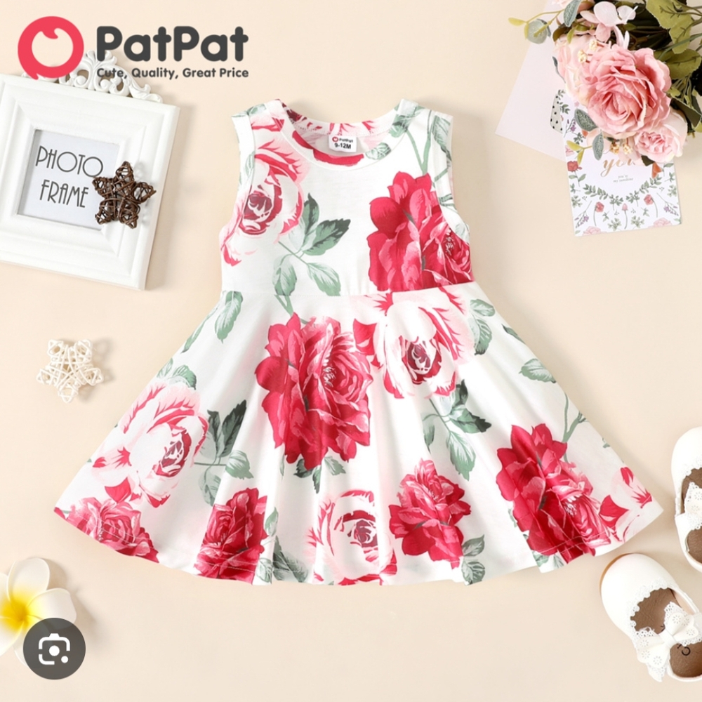 (NEW) PatPat Pink Sundress Sleeveless Crew Neck Casual Size:12-18M